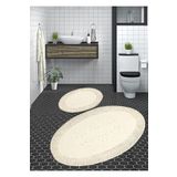 Madame Clean Home Cotton Special %100 Pamuk 2'li Oval Osmanlı Desen Pamuklu Klozet Takımı Krem