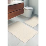 Madame Clean Home Jolly 2'li Pamuklu Klozet Takımı, Krem Banyo Paspas Seti