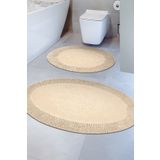 Madame Clean Home Tiffany Oval 2 Li Pamuklu Klozet Takımı Capuccino Banyo Paspas Seti