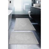 Madame Clean Lotus Gri 2'li Pamuklu Klozet Takımı Kaymaz Tabanlı Yumuşak Banyo Paspas Seti - 60x100 50x60