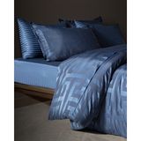 Madame Coco Belda Çift Kişilik Jakarlı Saten Nevresim Takımı - Lacivert - 200 x 220 cm