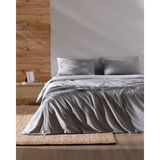 Madame Coco Benati King Size %100 Pamuk İpliği Boyalı Çarşaflı Nevresim Takımı - Antrasit - 240 x 220 cm
