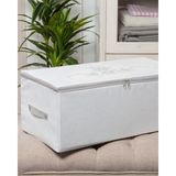 Madame Coco Beyaz Çiçek Desen Baskılı Hurç 52x28x21 cm Polipropilen Malzeme ile Dayanıklı Depolama - 1 Adet