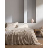 Madame Coco Breville Tek Kişilik Müslin İpliği Boyalı Lastikli Çarşaflı Nevresim Takımı - Ekru/Haki - 160 x 220 cm - Ekru - Haki