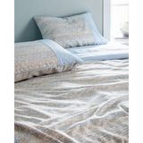 Madame Coco Burnel King Size %100 Pamuk Madame Coco Crep Baskılı Çarşaflı Nevresim Takımı - Mavi/Bej - 240 x 220 cm - Mavi - Bej