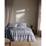 Madame Coco Candide King Size %100 Pamuk Madame Coco Crep Baskılı Çarşaflı Nevresim Takımı - Mavi - 240 x 220 cm