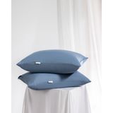 Madame Coco Ciel %100 Pamuk Saten 2'li Yastık Kılıfı - Koyu Mavi - 50 x 70 cm