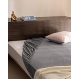 Madame Coco Ciel King Size%100 Pamuk Lastikli Saten Çarşaf, Gri