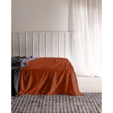 Madame Coco Ciel Tek Kişilik %100 Pamuk Saten Lastiksiz Çarşaf - Turuncu - 160x240 cm