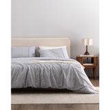 Madame Coco Clarice King Size%100 Pamuk Crep Baskılı Nevresim Takımı, Mavi-Gri, 240 x 220