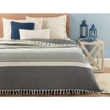 Madame Coco Denney King Size Yatak Örtüsü - Ekru / Indigo - 220 x 240 cm - Ekru - İndigo
