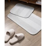 Madame Coco Emele Açık Gri Banyo Paspası 2 Adet Yumuşak Polyester Dikdörtgen Şekil - 50 x 80 + 45 x 50 cm