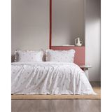 Madame Coco Fanny Çift Kişilik %100 Pamuk Fırfırlı Çarşaflı Baskılı Nevresim Takımı - Beyaz/kırmızı - 200 x 220 cm