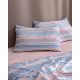 Madame Coco Favor King Size %100 Pamuk Ranforce Baskılı Çarşaflı Nevresim Takımı - Mavi - 240 x 220 cm