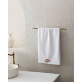 Madame Coco Felicity Nakışlı %100 Pamuk Yüz Havlusu - Beyaz/kahve - 50x76 Cm 8684427212509 Çok Renkli