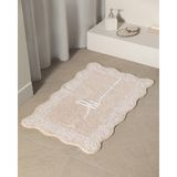 Madame Coco Gordes Bej Banyo Paspası %100 Pamuk Kaymaz Taban 50x80 cm Şık Desen