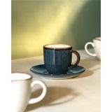 Madame Coco Hiver 2 Kişilik Kahve Fincan Takımı 4 Parçalı Desenli Akrilik - Beyaz - Indigo