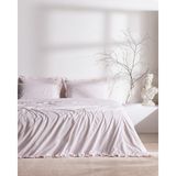 Madame Coco Julien King Size %100 Pamuk Fırfırlı Çarşaflı Nevresim Takımı - Pudra - 240 x 220 cm