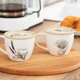 Madame Coco Kahve Fincanı Seti 2'li 240 ml Büyük, New Bone China Fincan Seti, Düz Kahve Fincanları, Çay, Moka, Latte İçin, Kadınlar, Kız Arkadaş, Anne İçin, Bej Renk