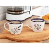 Madame Coco Kahve Fincanı Seti, 2'li 240 ml Büyük New Bone China Jardin Fincanları - Çay, Moka, Latte İçin - Kadınlar, Kız Arkadaş, Anne İçin Bej Kupa