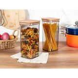 Madame Coco Kaviera 1500ml Ahşap Kapaklı Plastik Saklama Kabı 2'li Füme Renkli Ergonomik Tasarım