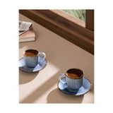 Madame Coco Kleby Natural 6 Kişilik 12 Parça Kahve Fincan Seti - Mavi - 90 ml