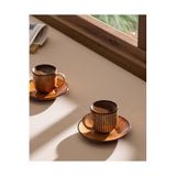 Madame Coco Kleby Natural 6 Kişilik 12 Parça Kahve Fincan Seti - Turuncu - 90 ml