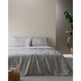 Madame Coco Lavem King Size %100 Pamuk Madame Coco Crep Baskılı Çarşaflı Nevresim Takımı - Gri - 240 x 220 cm