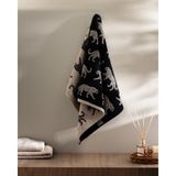 Madame Coco Leopard İpliği Boyalı Yüz Havlusu 50 x 85 cm Desenli Siyah