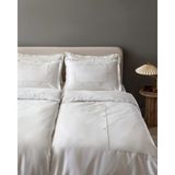 Madame Coco Lilas Family Size Nakışlı Saten Nevresim Takımı - Açık Gri - 160 x 220 cm