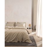 Madame Coco Linda Tek Kişilik %100 Pamuk Nakışlı Yıkamalı Gofre Çarşaflı Nevresim Takımı - Bej - 160 x 220 cm
