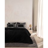 Madame Coco Linda Tek Kişilik %100 Pamuk Nakışlı Yıkamalı Gofre Çarşaflı Nevresim Takımı - Siyah - 160 x 220 cm