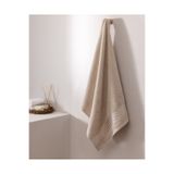 Madame Coco Marnot %100 Pamuk Bordürü Floşlu Banyo Havlusu - Bej - 70x140 cm