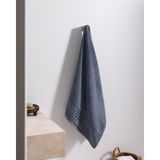 Madame Coco Marnot Bordürü %100 Pamuk Floşlu Banyo Havlusu - Mavi - 70X140 cm - 70 x 140 cm