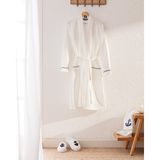 Madame Coco Marty Kimono Unise x Bornoz/Terlik Seti - L - XL - Beyaz