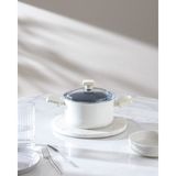 Madame Coco Nano Seramik Derin Tencere - Beyaz/Antrasit - 18 cm - Beyaz - Antrasit