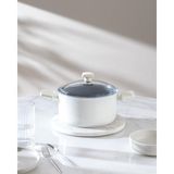 Madame Coco Nano Seramik Derin Tencere - Beyaz/antrasit - 22 cm - Beyaz - Antrasit