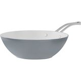 Madame Coco Nano Seramik Wok Tava 28 cm Gri/Beyaz Kolay Temizlenebilir Yanmaz Yapışmaz Tasarım - Gri - Beyaz