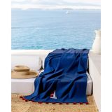 Madame Coco Navier %100 Pamuk Plaj Havlusu - Lacivert - 70X150 cm - 70 x 150 cm