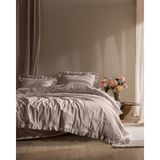 Madame Coco Obernai King Size %100 Pamuk Fırfırlı Düz Yıkamalı Nevresim Takımı - Pudra - 240 x 220 cm