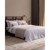 Madame Coco Orient Çift Kişilik Pamuklu Keten Bordürlü Nevresim & Runner & Kırlent Takımı - Beyaz/bej - 200 x 220 cm