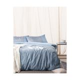Madame Coco Orpen King Size %100 Pamuk Crep Baskılı Çarşaflı Nevresim Takımı - Mavi
