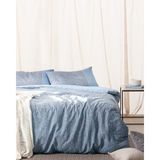 Madame Coco Orpen King Size %100 Pamuk Madame Coco Crep Baskılı Çarşaflı Nevresim Takımı - Mavi - 240 x 220 cm