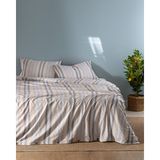 Madame Coco Patrice King Size İpliği Boyalı Çarşaflı Nevresim Takımı - Bej - Mavi - 240 x 220 cm