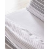 Madame Coco Ranya Çift Kişilik %100 Pamuk İpliği Boyalı Çarşaflı Nevresim Takımı - Beyaz/Gri - 200 x 220 cm - Beyaz - Gri