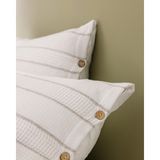 Madame Coco Raya Çift Kişilik %100 Pamuk İpliği Boyalı Çarşaflı Nevresim Takımı - Beyaz/Bej - 200 x 220 cm