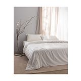 Madame Coco Relief Çift Kişilik %100 Pamuk Bağlamalı Nevresim Takımı - Ekru/Haki