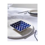 Madame Coco Reve Bleu Raye Kare Tabak - 12 cm - Mavi/Beyaz