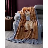 Madame Coco Rezay Ayı Tek Kişilik Welsoft Polar Baskılı Battaniye - Kahverengi - 130 x 170 cm