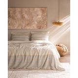 Madame Coco Sheryl Tek Kişilik Müslin İpliği Boyalı Lastikli Çarşaflı Nevresim Takımı - Mavi/Bej - Mavi - Bej - 160 x 220 cm